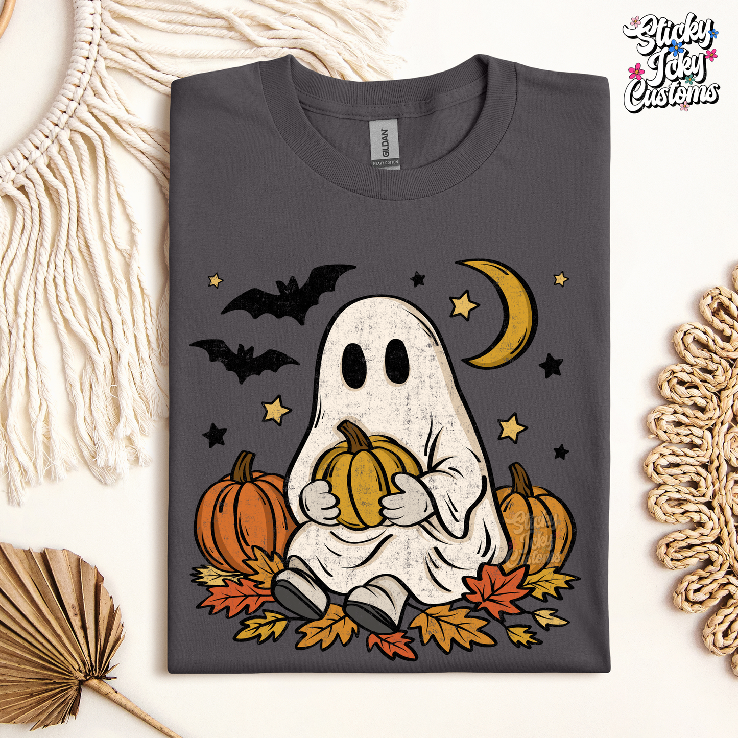 GHOST IN PUMPKIN PATCH
