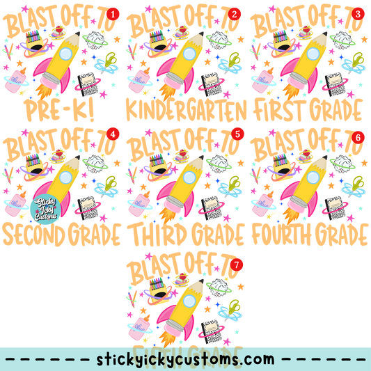 BLAST OFF TO (PINK) DESIGNS 1-7