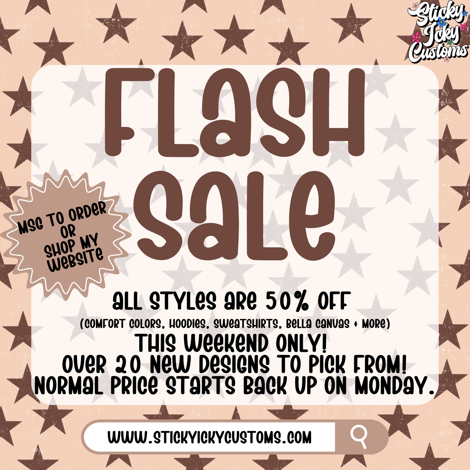 FLASH SALE 10/10 - 10/12