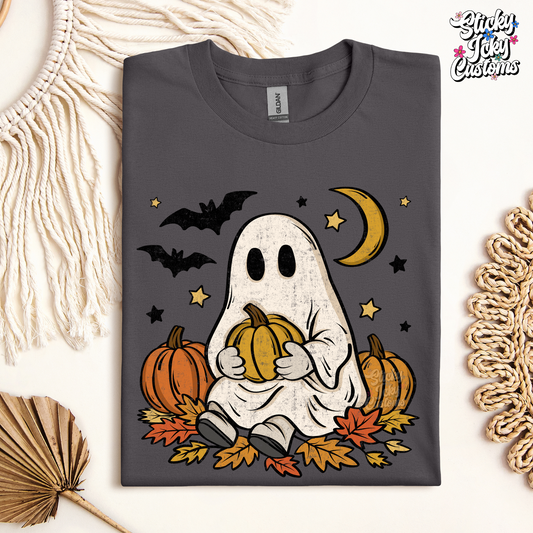 GHOST IN PUMPKIN PATCH