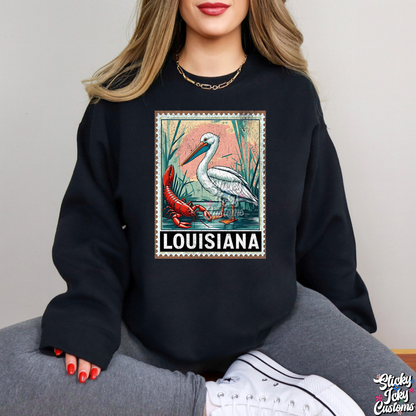 LOUISIANA CRAWFISH & PELICAN STAMP
