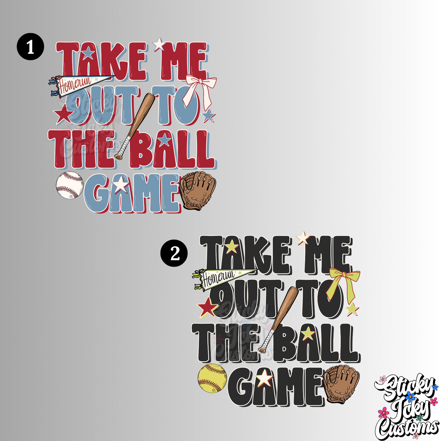 TAKE ME OUT TO THE BALL GAME DESIGNS 1-2