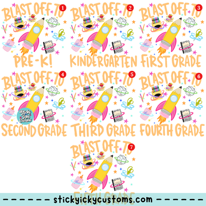 BLAST OFF TO (PINK) DESIGNS 1-7
