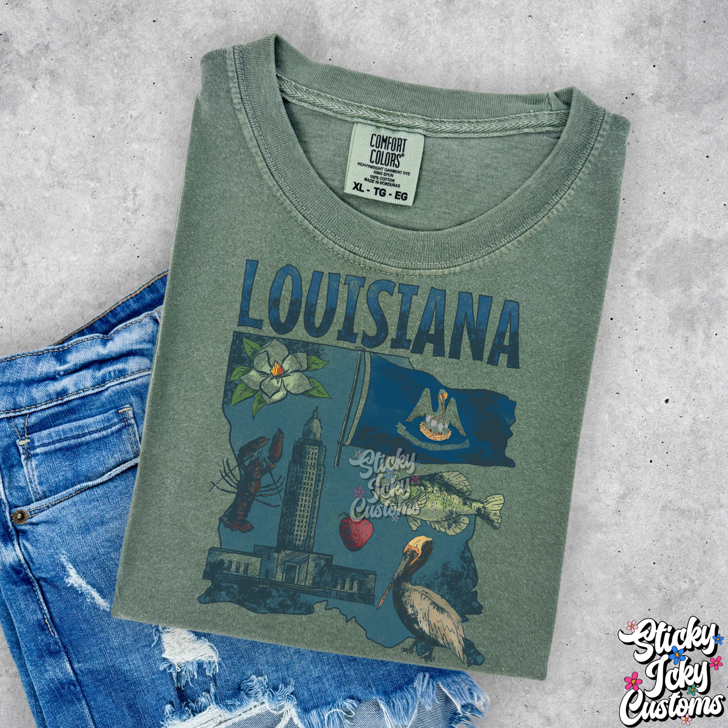 BLUE RETRO GRUNGE LOUISIANA