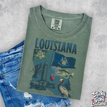 BLUE RETRO GRUNGE LOUISIANA